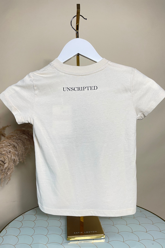 Exclusive beige graphic kids t-shirt
